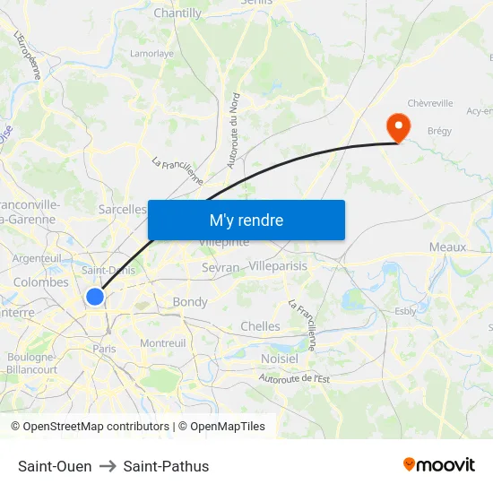 Saint-Ouen to Saint-Pathus map