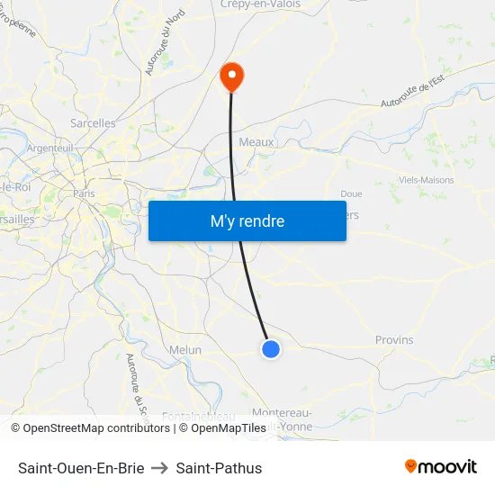 Saint-Ouen-En-Brie to Saint-Pathus map