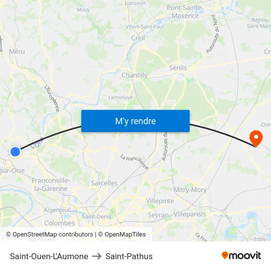 Saint-Ouen-L'Aumone to Saint-Pathus map