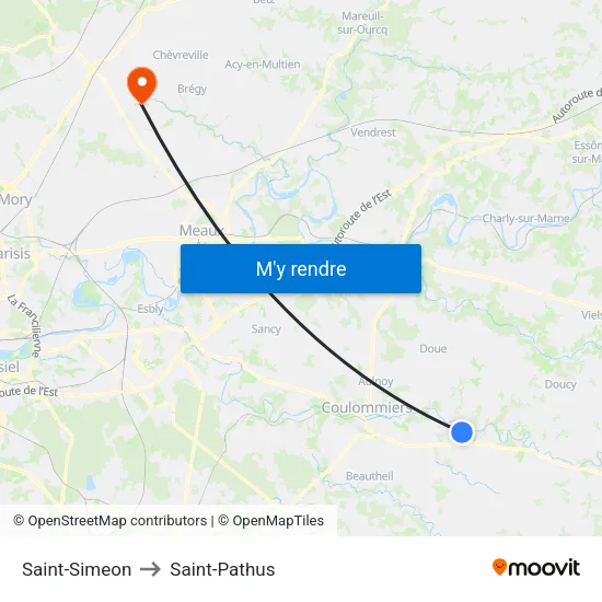 Saint-Simeon to Saint-Pathus map
