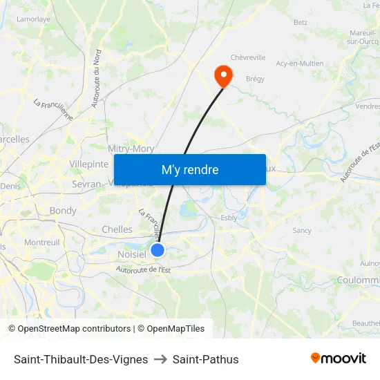 Saint-Thibault-Des-Vignes to Saint-Pathus map