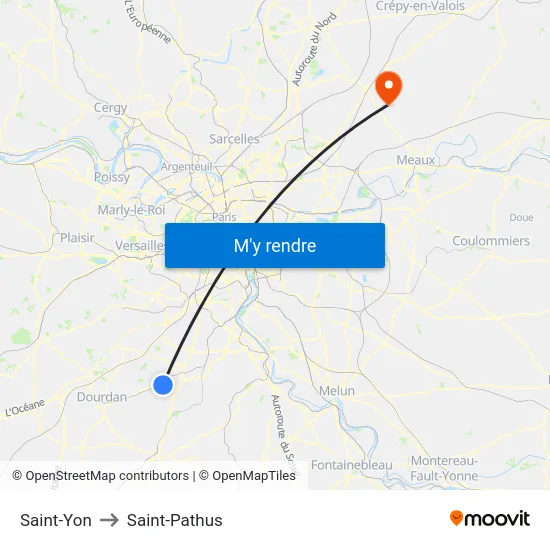 Saint-Yon to Saint-Pathus map
