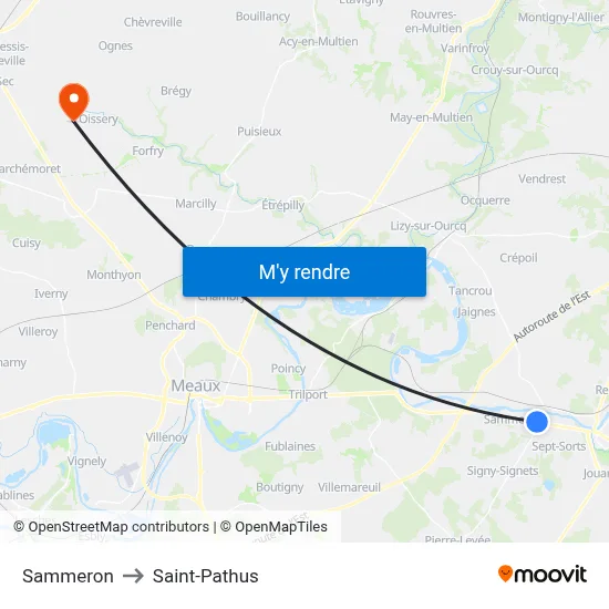 Sammeron to Saint-Pathus map