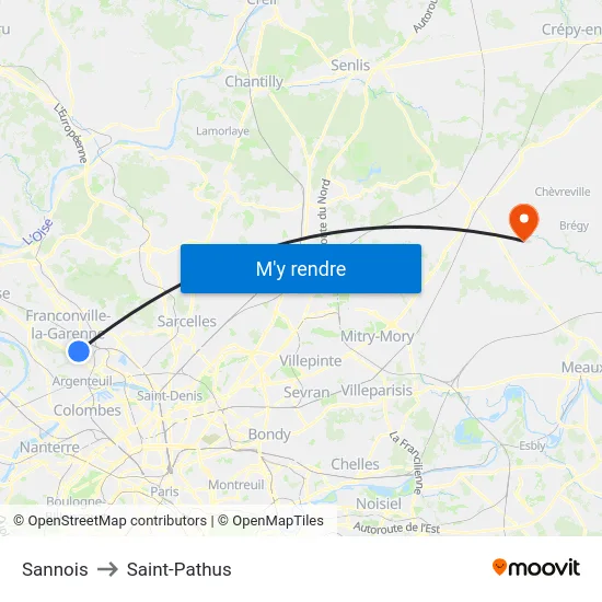 Sannois to Saint-Pathus map