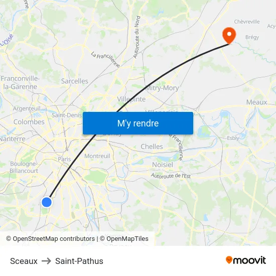 Sceaux to Saint-Pathus map