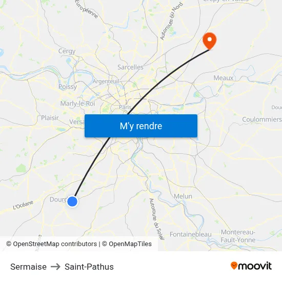 Sermaise to Saint-Pathus map