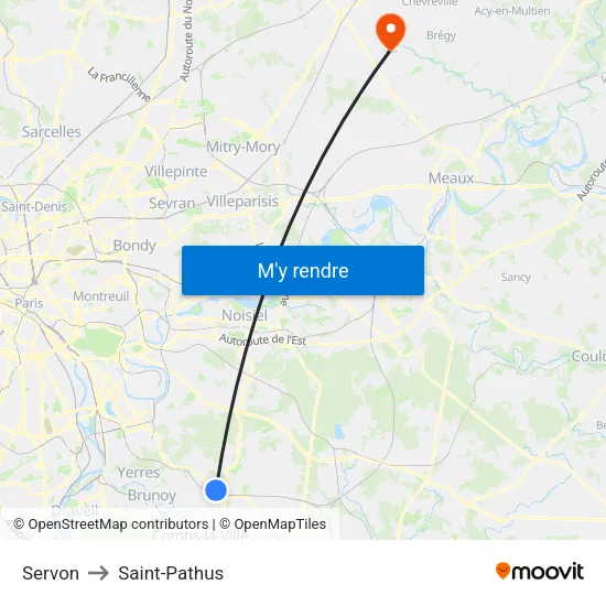 Servon to Saint-Pathus map