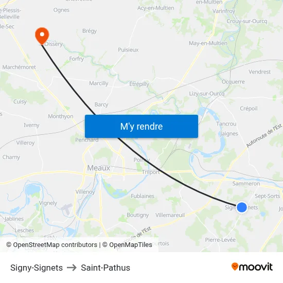 Signy-Signets to Saint-Pathus map
