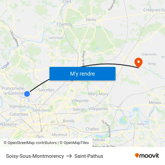 Soisy-Sous-Montmorency to Saint-Pathus map