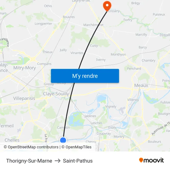 Thorigny-Sur-Marne to Saint-Pathus map