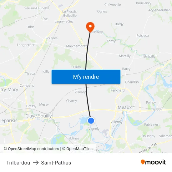 Trilbardou to Saint-Pathus map