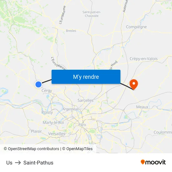 Us to Saint-Pathus map