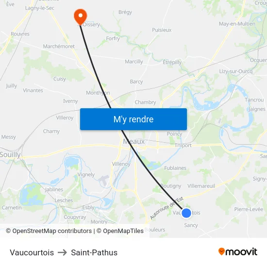 Vaucourtois to Saint-Pathus map