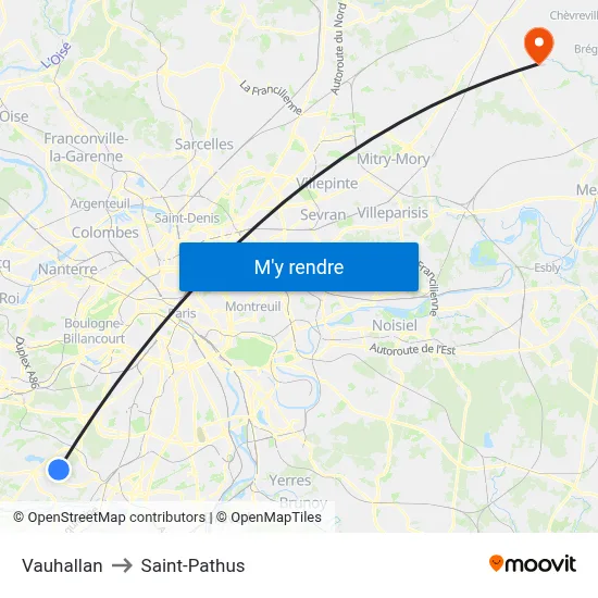 Vauhallan to Saint-Pathus map