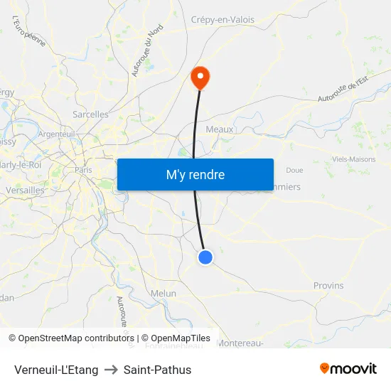 Verneuil-L'Etang to Saint-Pathus map