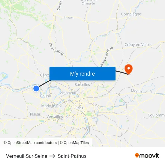 Verneuil-Sur-Seine to Saint-Pathus map