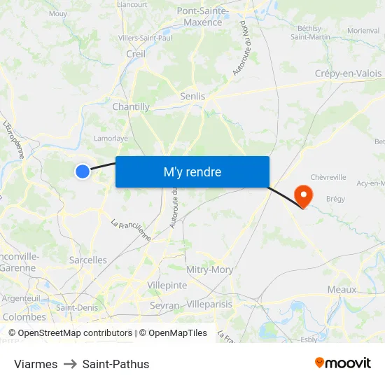 Viarmes to Saint-Pathus map