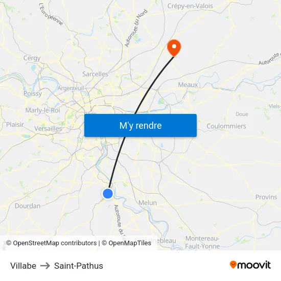 Villabe to Saint-Pathus map