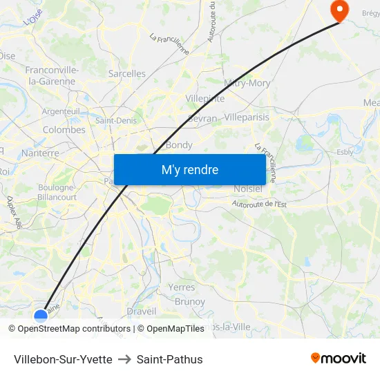 Villebon-Sur-Yvette to Saint-Pathus map