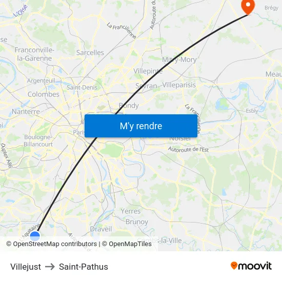 Villejust to Saint-Pathus map