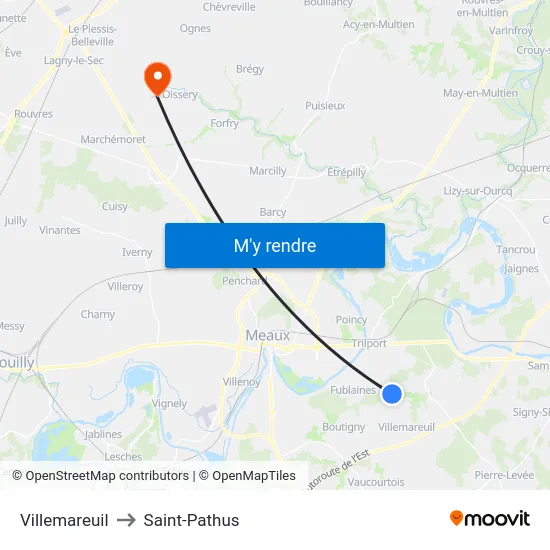 Villemareuil to Saint-Pathus map