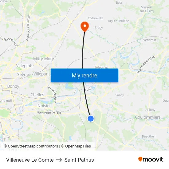 Villeneuve-Le-Comte to Saint-Pathus map