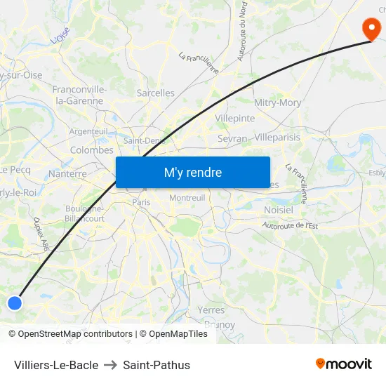 Villiers-Le-Bacle to Saint-Pathus map