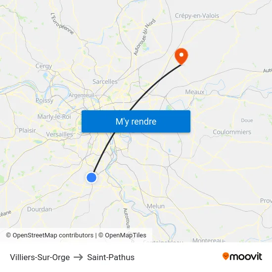 Villiers-Sur-Orge to Saint-Pathus map
