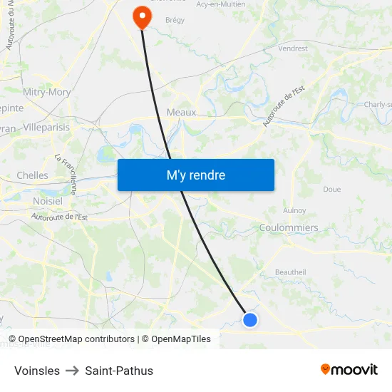 Voinsles to Saint-Pathus map