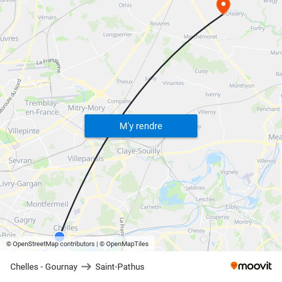 Chelles - Gournay to Saint-Pathus map