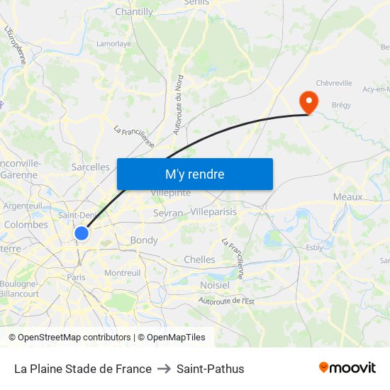 La Plaine Stade de France to Saint-Pathus map