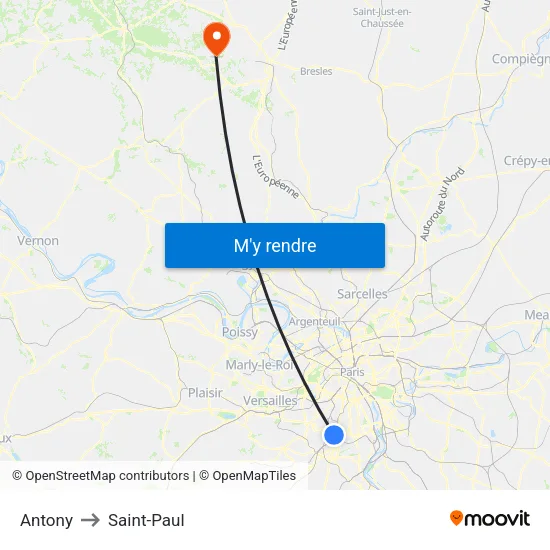 Antony to Saint-Paul map