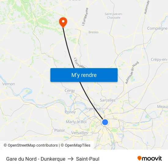 Gare du Nord - Dunkerque to Saint-Paul map