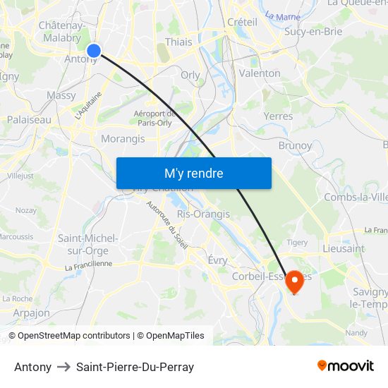 Antony to Saint-Pierre-Du-Perray map