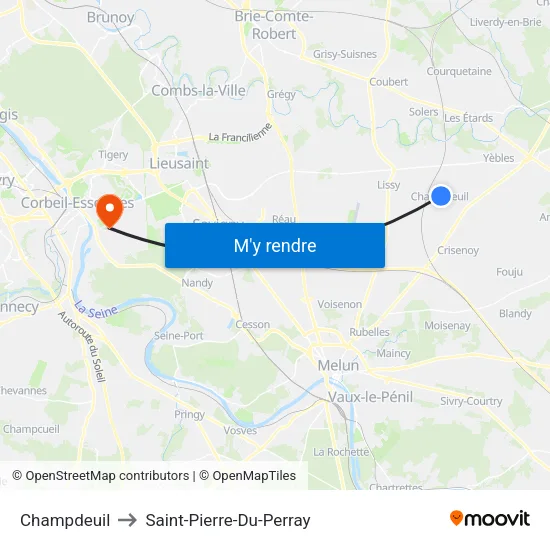Champdeuil to Saint-Pierre-Du-Perray map