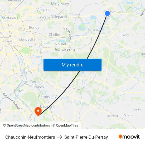 Chauconin-Neufmontiers to Saint-Pierre-Du-Perray map