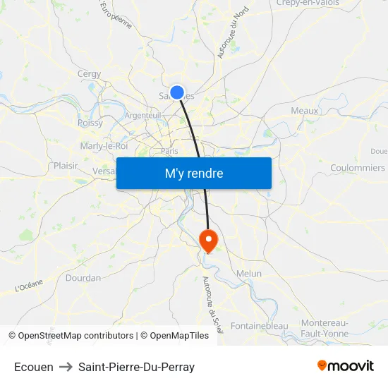 Ecouen to Saint-Pierre-Du-Perray map
