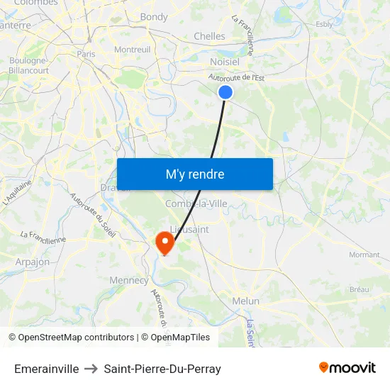 Emerainville to Saint-Pierre-Du-Perray map