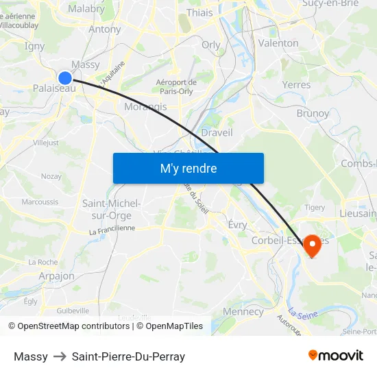 Massy to Saint-Pierre-Du-Perray map