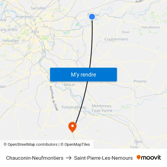 Chauconin-Neufmontiers to Saint-Pierre-Les-Nemours map