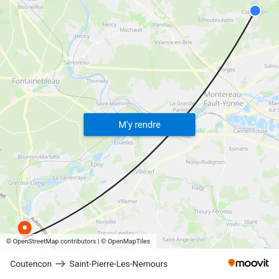 Coutencon to Saint-Pierre-Les-Nemours map