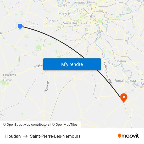Houdan to Saint-Pierre-Les-Nemours map