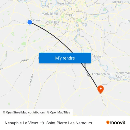 Neauphle-Le-Vieux to Saint-Pierre-Les-Nemours map