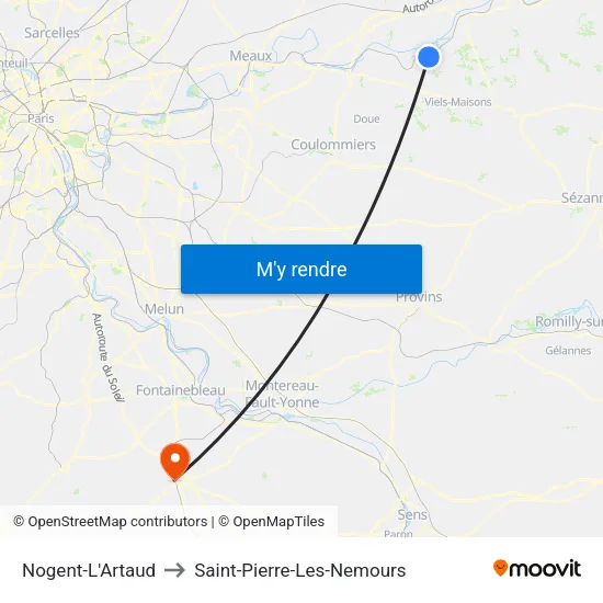 Nogent-L'Artaud to Saint-Pierre-Les-Nemours map