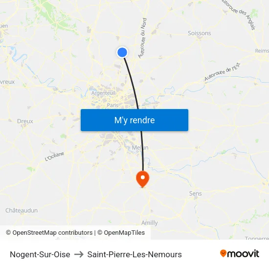 Nogent-Sur-Oise to Saint-Pierre-Les-Nemours map