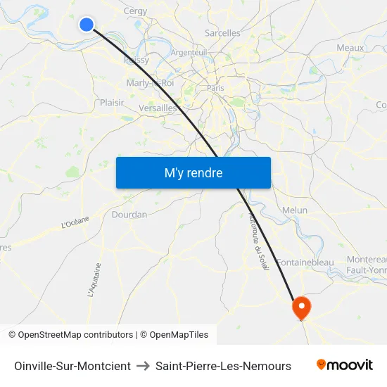 Oinville-Sur-Montcient to Saint-Pierre-Les-Nemours map