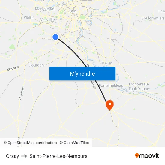 Orsay to Saint-Pierre-Les-Nemours map