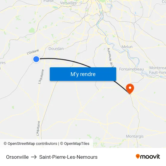 Orsonville to Saint-Pierre-Les-Nemours map
