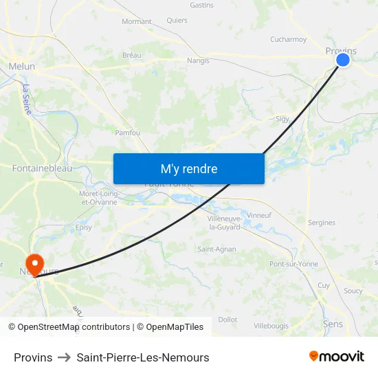 Provins to Saint-Pierre-Les-Nemours map