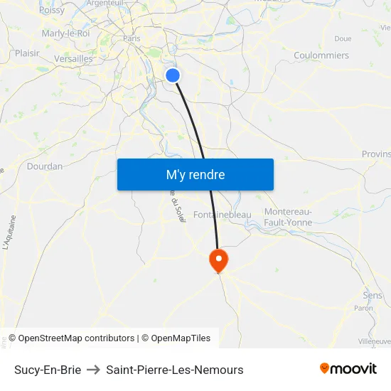 Sucy-En-Brie to Saint-Pierre-Les-Nemours map